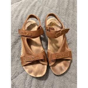 Earth Spirit Comfort Sandals Walking Hook Loop Brown Suede Leather Women 8